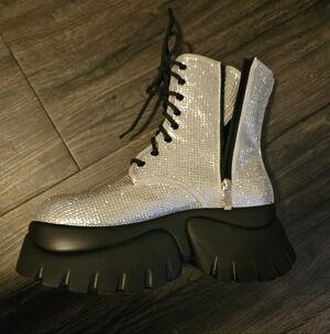 Koi Twilight Women's Size 8 Silver Rhinestone Ankle Boots